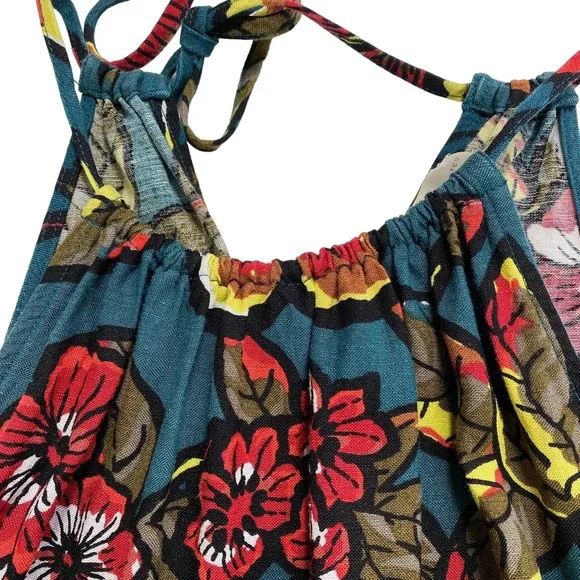 LOFT Petites Ann Taylor Paradise Halter Maxi Dress Tropical Floral Size SP Boho - Picture 4 of 11